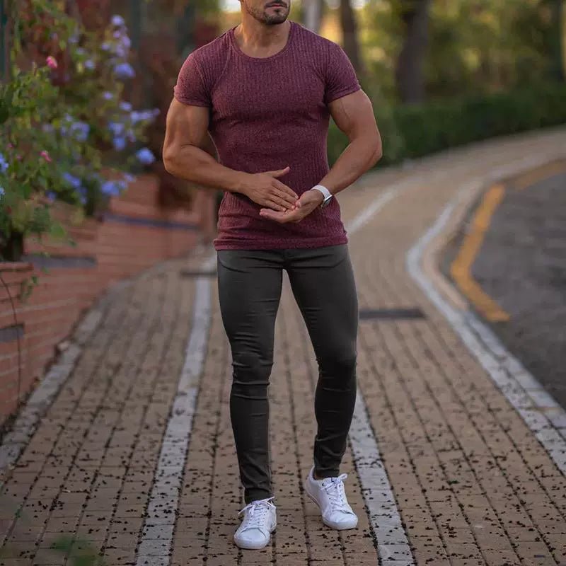 Casual Pants Slim Straight Leg Pants Men's High Waist Casual Pants Slim - Fitting Straight Pants - PratSN