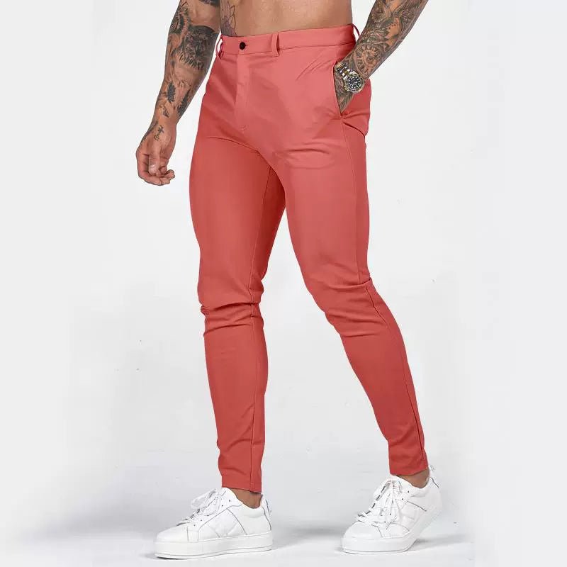 Casual Pants Slim Straight Leg Pants Men's High Waist Casual Pants Slim - Fitting Straight Pants - PratSN