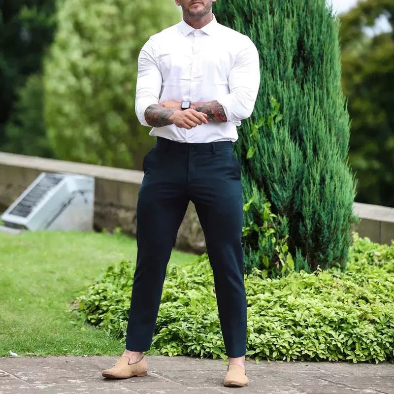Casual Pants Slim Straight Leg Pants Men's High Waist Casual Pants Slim - Fitting Straight Pants - PratSN
