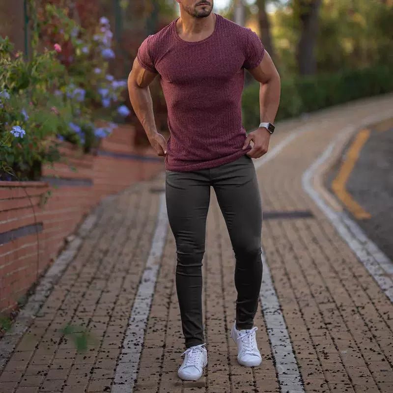 Casual Pants Slim Straight Leg Pants Men's High Waist Casual Pants Slim - Fitting Straight Pants - PratSN