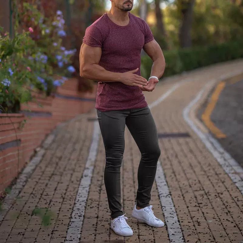 Casual Pants Slim Straight Leg Pants Men's High Waist Casual Pants Slim - Fitting Straight Pants - PratSN