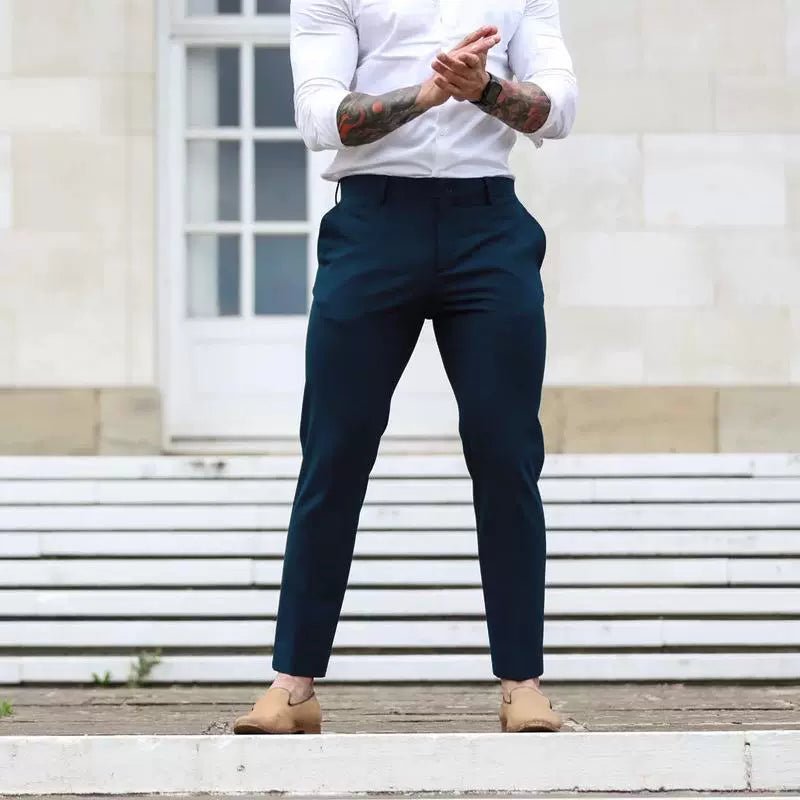 Casual Pants Slim Straight Leg Pants Men's High Waist Casual Pants Slim - Fitting Straight Pants - PratSN