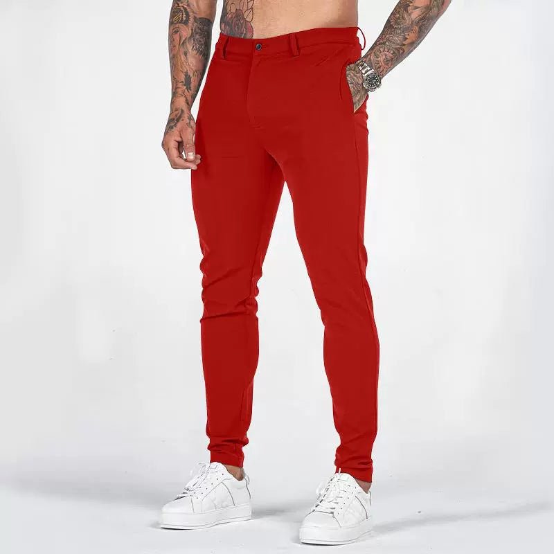 Casual Pants Slim Straight Leg Pants Men's High Waist Casual Pants Slim - Fitting Straight Pants - PratSN