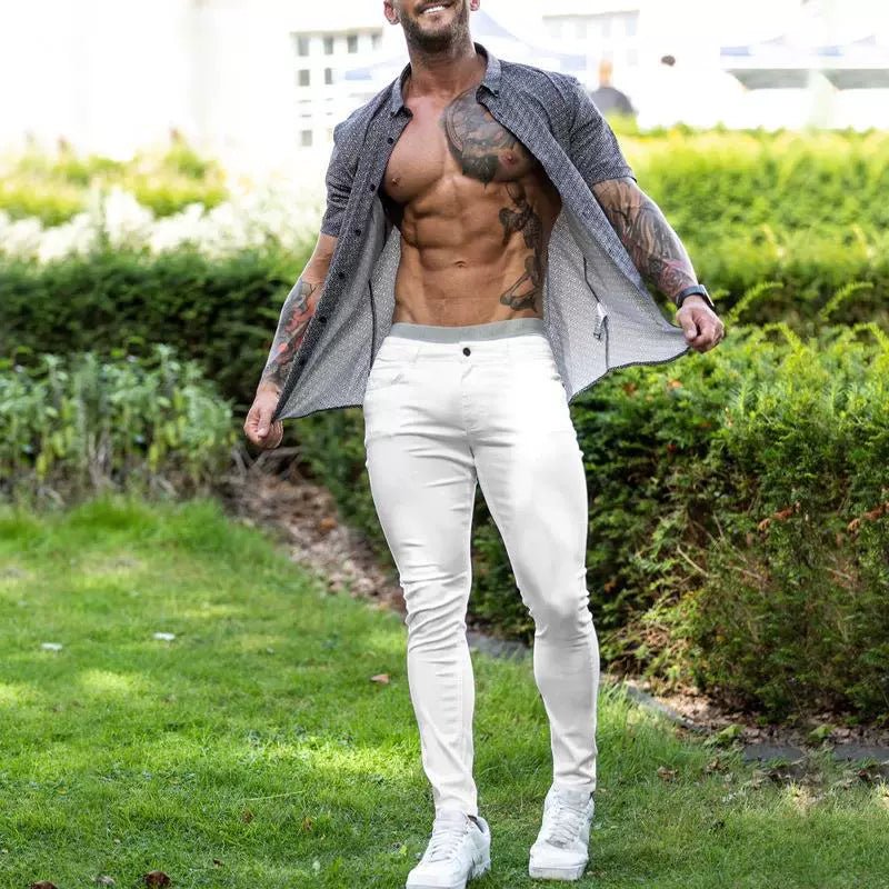 Casual Pants Slim Straight Leg Pants Men's High Waist Casual Pants Slim - Fitting Straight Pants - PratSN