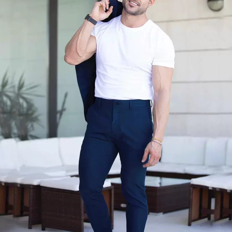 Casual Pants Slim Straight Leg Pants Men's High Waist Casual Pants Slim - Fitting Straight Pants - PratSN