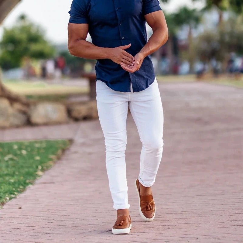 Casual Pants Slim Straight Leg Pants Men's High Waist Casual Pants Slim - Fitting Straight Pants - PratSN