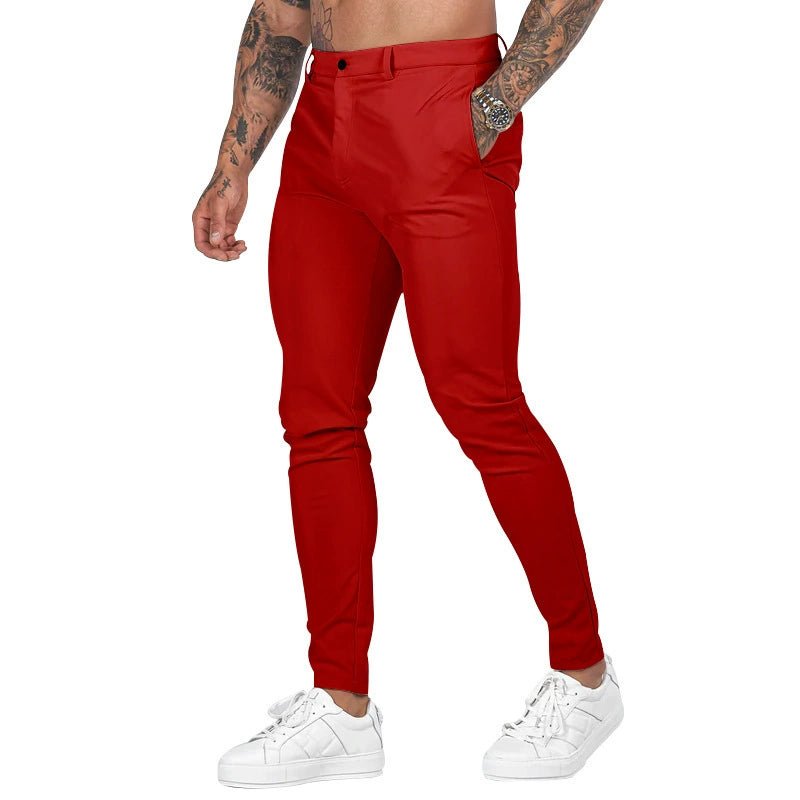Casual Pants Slim Straight Leg Pants Men's High Waist Casual Pants Slim - Fitting Straight Pants - PratSN