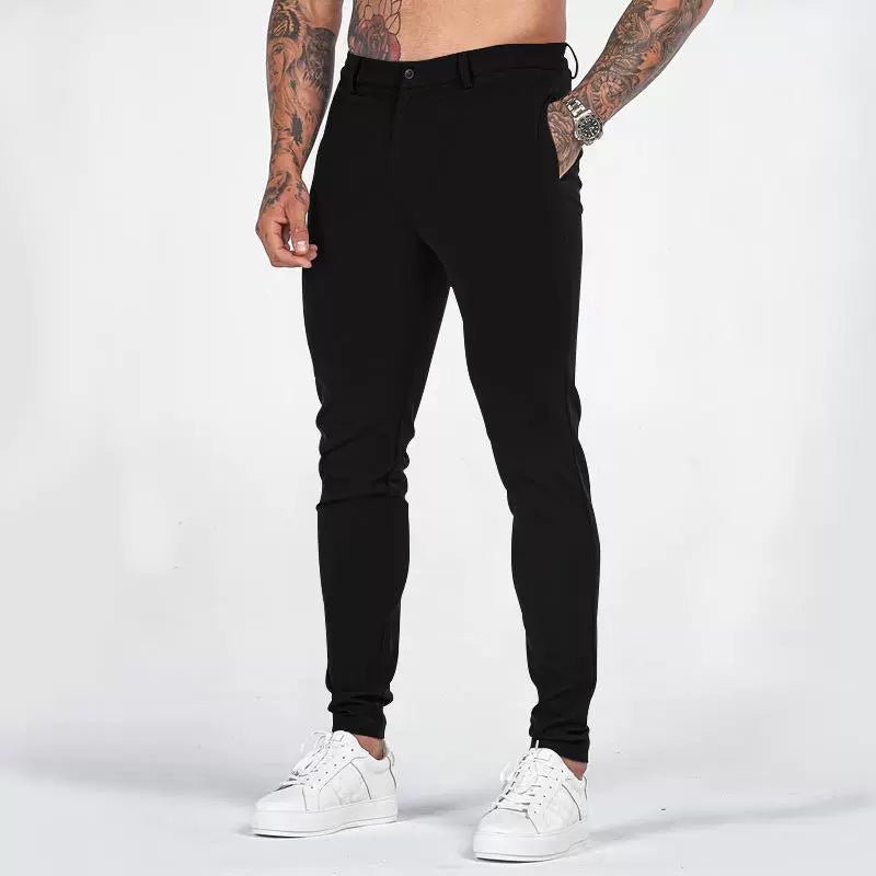 Casual Pants Slim Straight Leg Pants Men's High Waist Casual Pants Slim - Fitting Straight Pants - PratSN