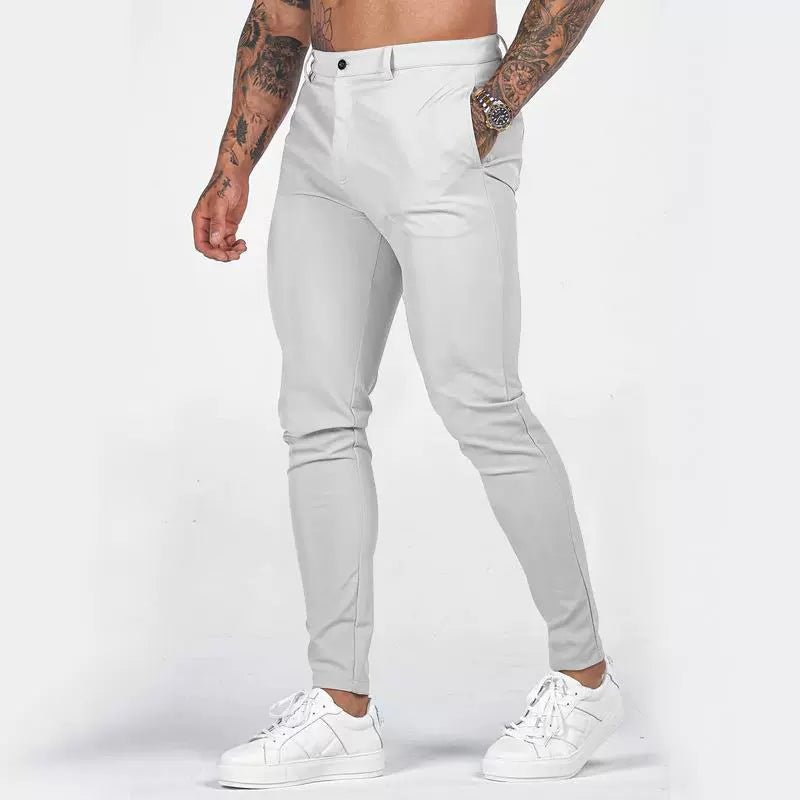 Casual Pants Slim Straight Leg Pants Men's High Waist Casual Pants Slim - Fitting Straight Pants - PratSN