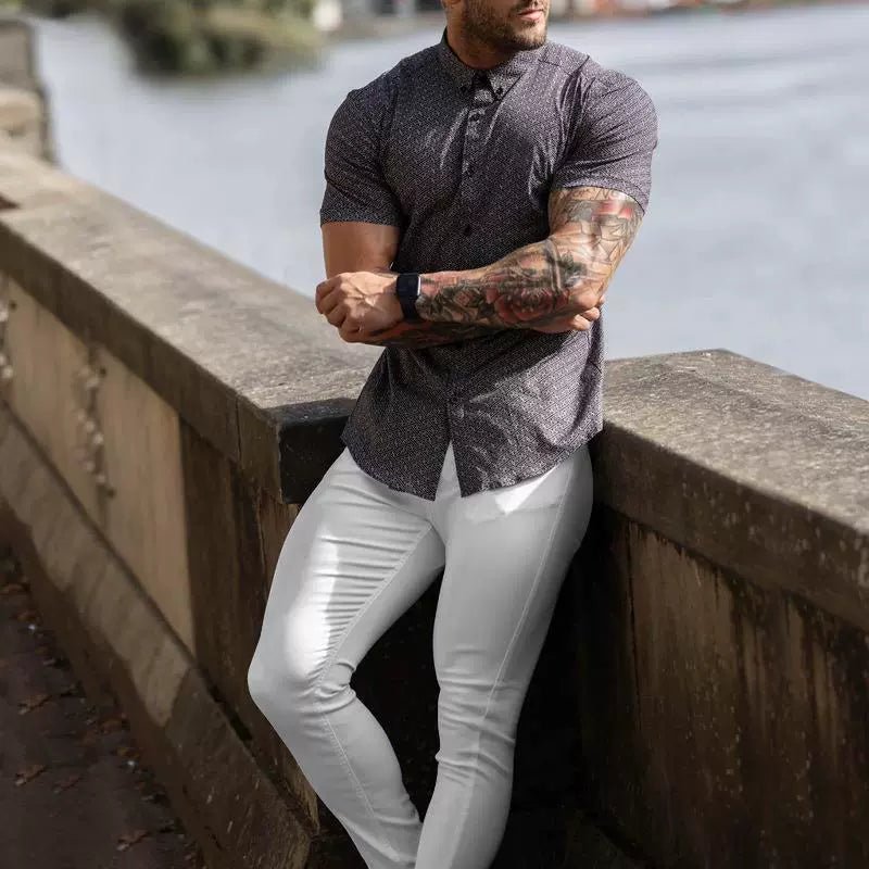 Casual Pants Slim Straight Leg Pants Men's High Waist Casual Pants Slim - Fitting Straight Pants - PratSN