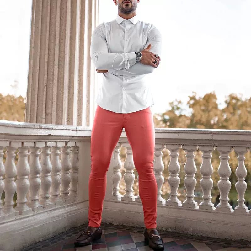 Casual Pants Slim Straight Leg Pants Men's High Waist Casual Pants Slim - Fitting Straight Pants - PratSN