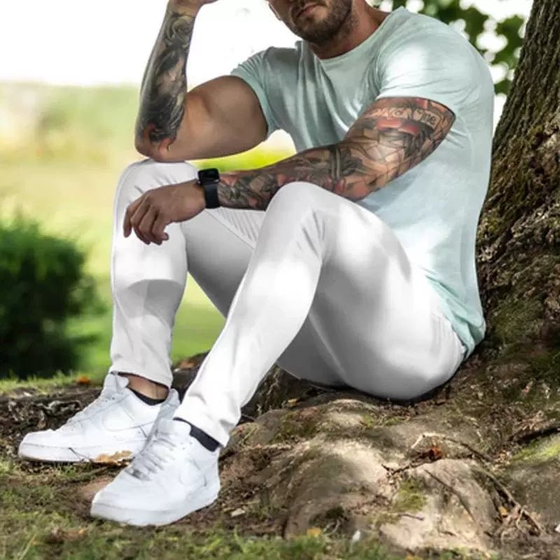 Casual Pants Slim Straight Leg Pants Men's High Waist Casual Pants Slim - Fitting Straight Pants - PratSN
