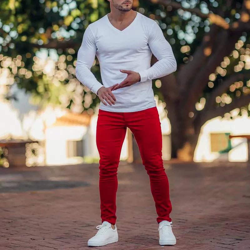 Casual Pants Slim Straight Leg Pants Men's High Waist Casual Pants Slim - Fitting Straight Pants - PratSN