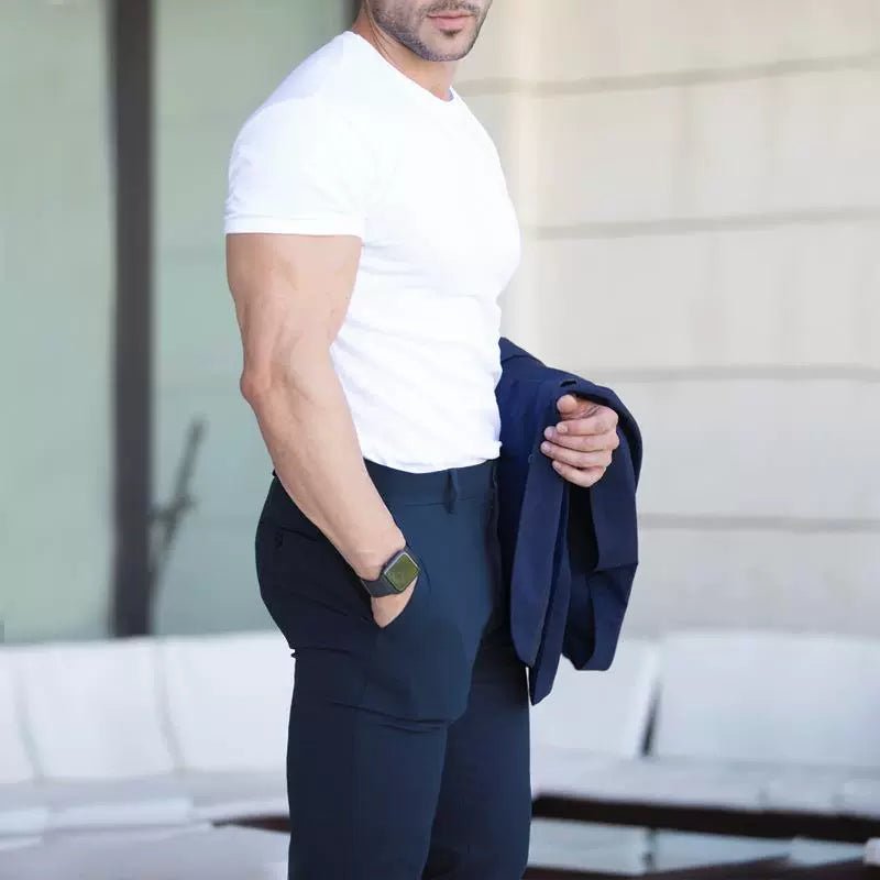 Casual Pants Slim Straight Leg Pants Men's High Waist Casual Pants Slim - Fitting Straight Pants - PratSN
