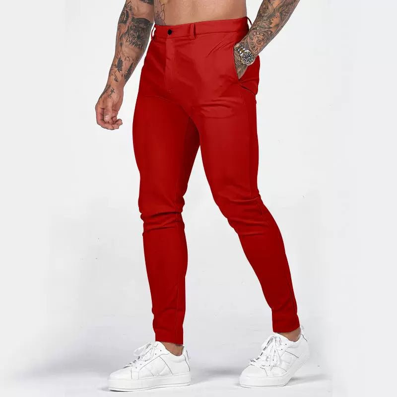 Casual Pants Slim Straight Leg Pants Men's High Waist Casual Pants Slim - Fitting Straight Pants - PratSN