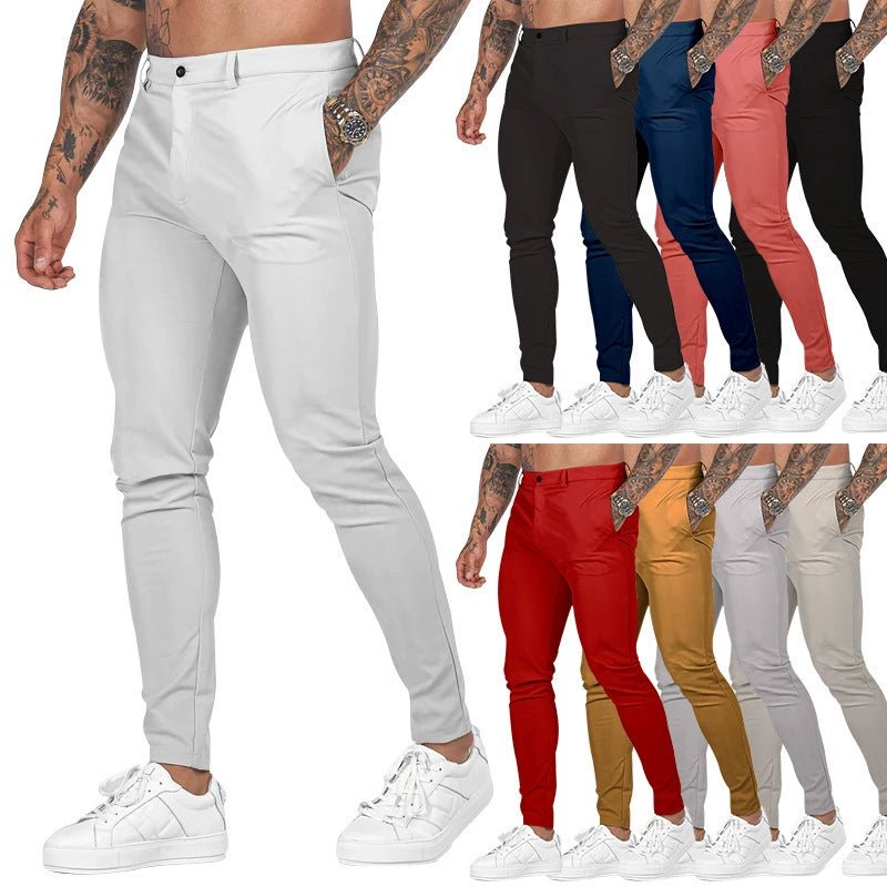 Casual Pants Slim Straight Leg Pants Men's High Waist Casual Pants Slim - Fitting Straight Pants - PratSN
