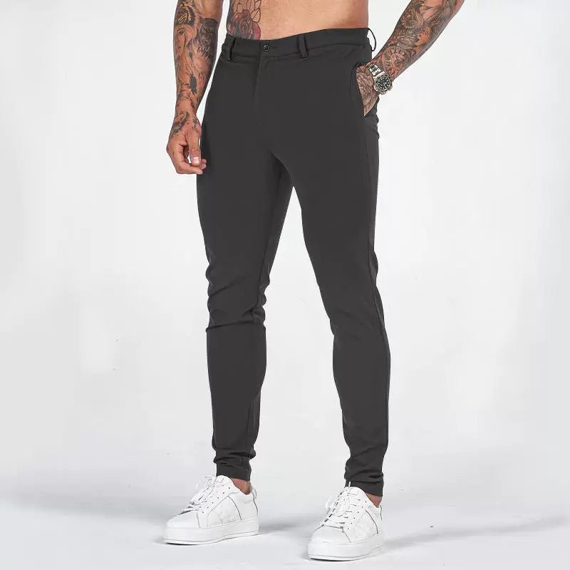 Casual Pants Slim Straight Leg Pants Men's High Waist Casual Pants Slim - Fitting Straight Pants - PratSN