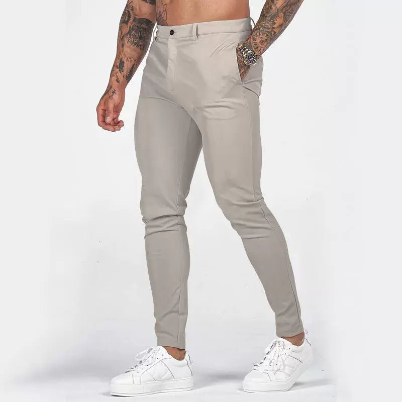 Casual Pants Slim Straight Leg Pants Men's High Waist Casual Pants Slim - Fitting Straight Pants - PratSN