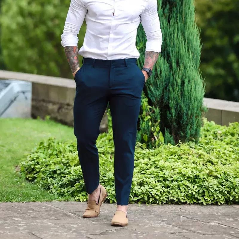 Casual Pants Slim Straight Leg Pants Men's High Waist Casual Pants Slim - Fitting Straight Pants - PratSN