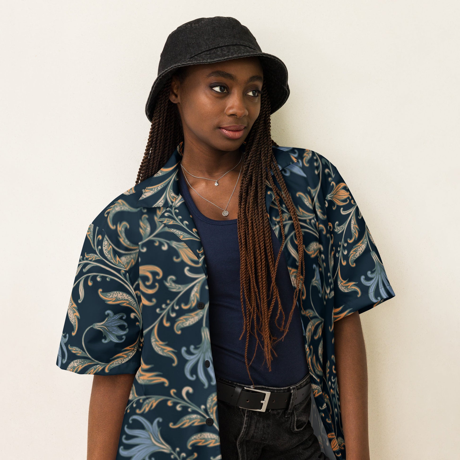 Casual Summer Shirt - Tropical Print Unisex Button - Up Shirt - PratSN