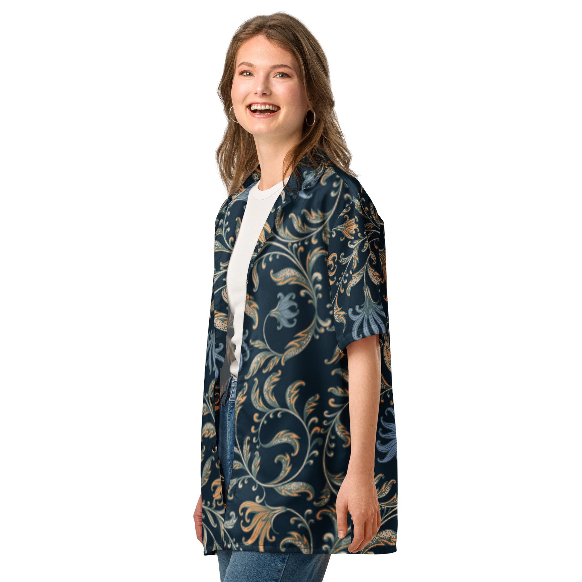 Casual Summer Shirt - Tropical Print Unisex Button - Up Shirt - PratSN