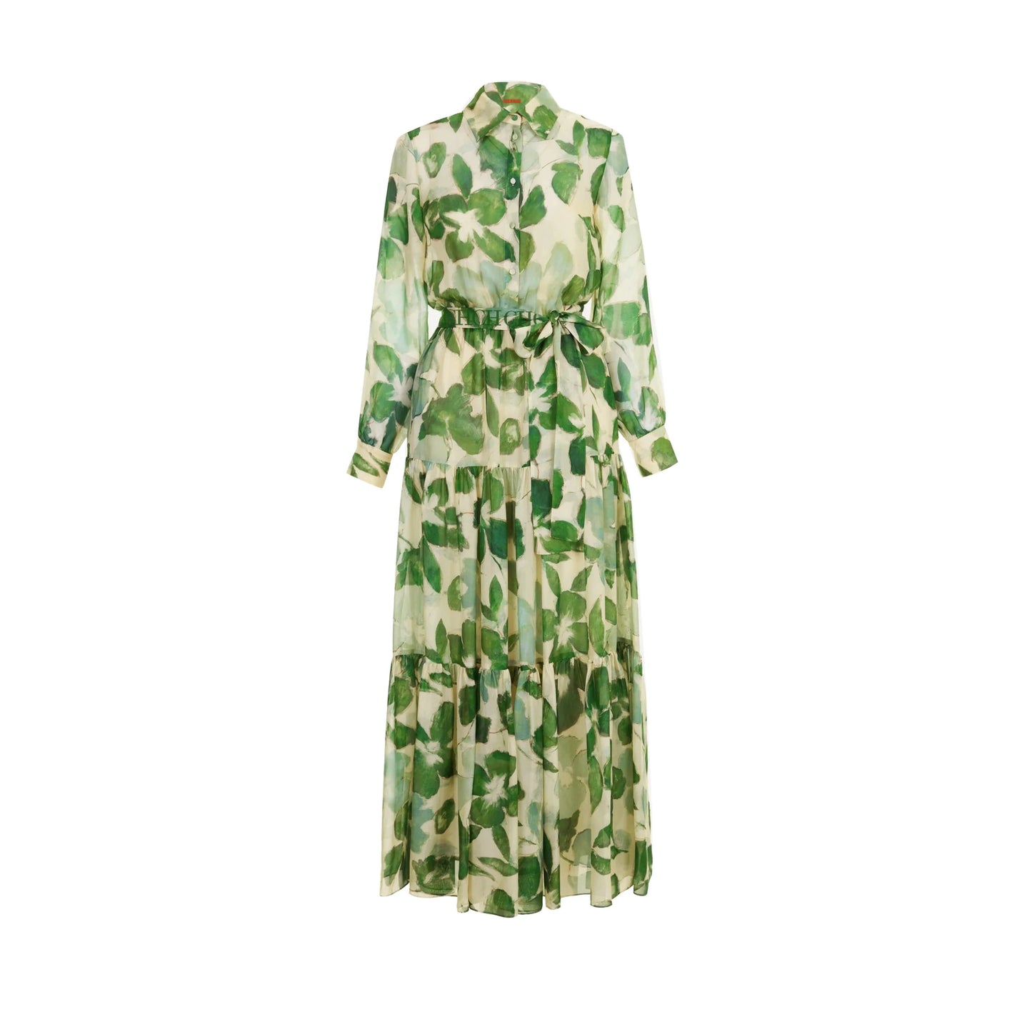 CHCH 2025 Dresses Women's New Belted Chiffon Print V - neck Chic Slim Long Dress Fashion Elegant Holiday Street Women's Dress - PratSN