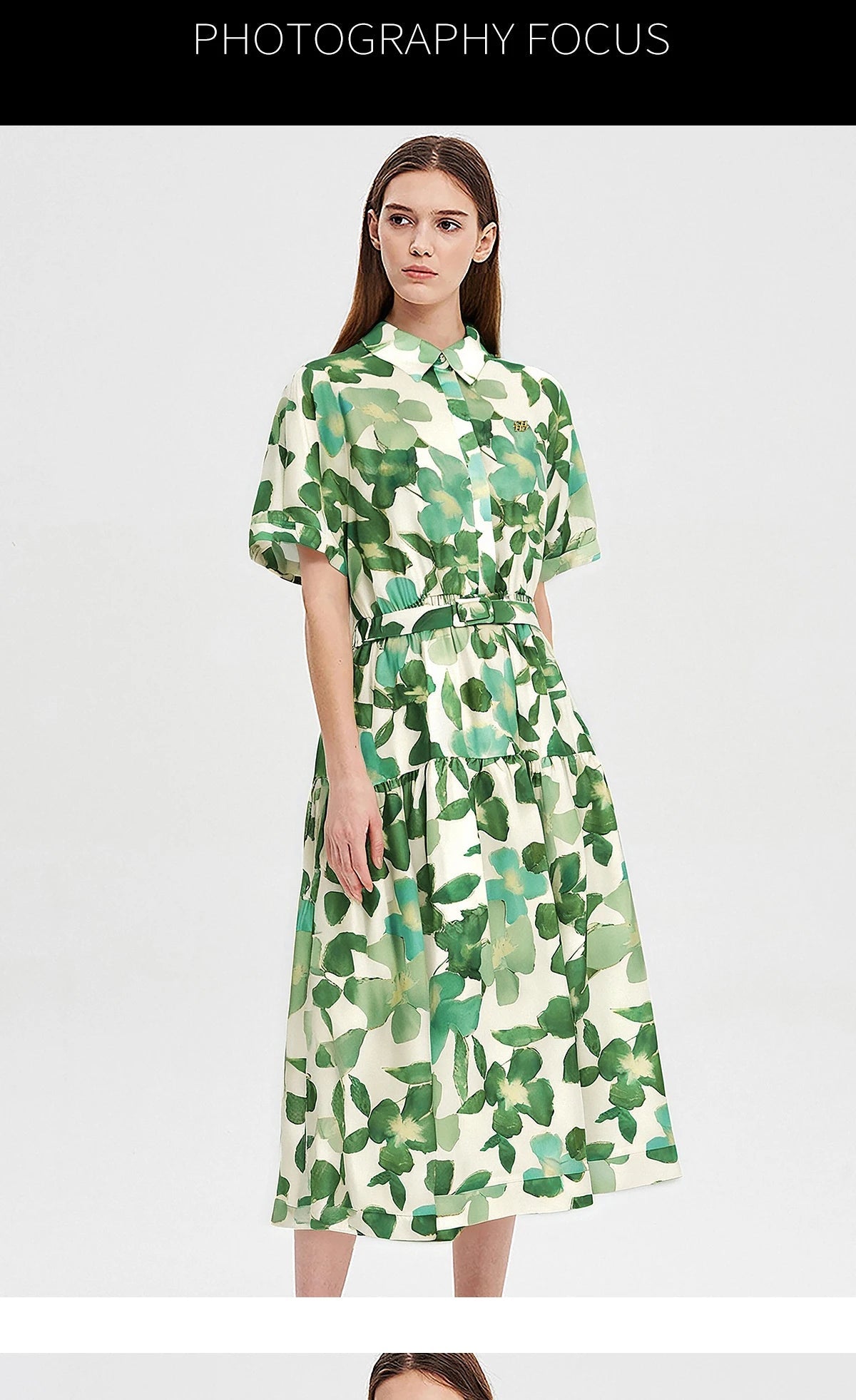 CHCH Women's Dress New Green Flower Printed Women's Long Dress with Belt - PratSN