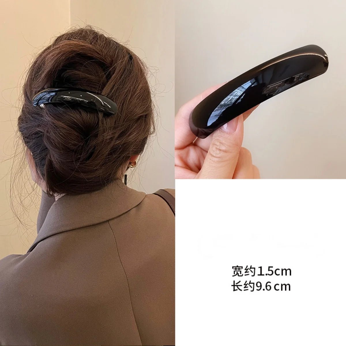 Chic French Hair Clip Glossy Elliptical Arc Spring Clip, Large Hairpin Headwear for Girls Women - PratSN