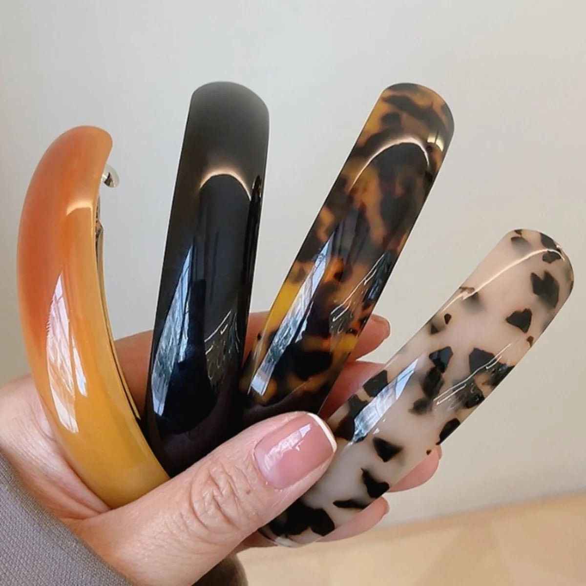 Chic French Hair Clip Glossy Elliptical Arc Spring Clip, Large Hairpin Headwear for Girls Women - PratSN