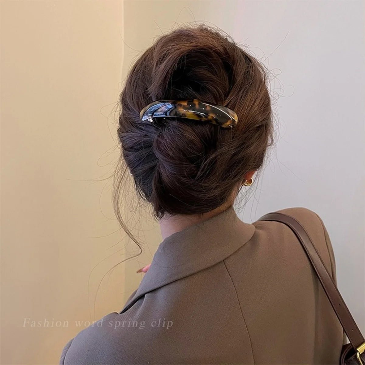 Chic French Hair Clip Glossy Elliptical Arc Spring Clip, Large Hairpin Headwear for Girls Women - PratSN