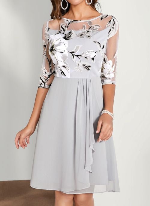 Chiffon Printed Mid - length Dress Women - PratSN