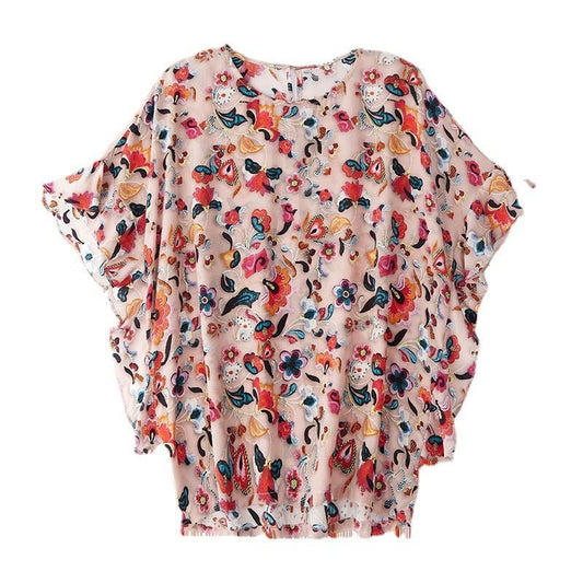 Chiffon Shirt Short - sleeved T-shirt Summer Women's Round Neck Top - PratSN