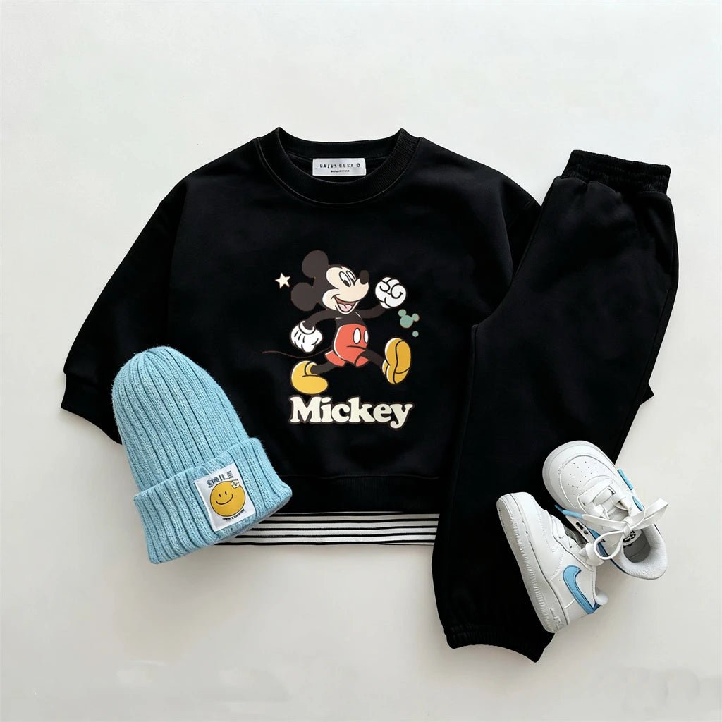 Child Cartoon Long Sleeve 2pcs Lovely Sweatshirts Black Trousers 2025 Early Autumn Outfits Toddler New Solid Color Sets - PratSN