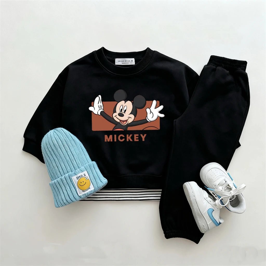 Child Cartoon Long Sleeve 2pcs Lovely Sweatshirts Black Trousers 2025 Early Autumn Outfits Toddler New Solid Color Sets - PratSN