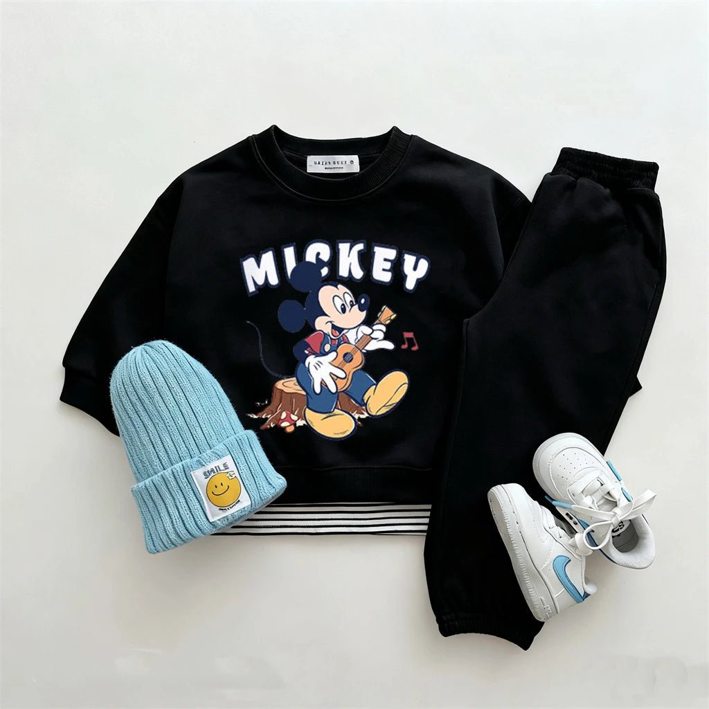 Child Cartoon Long Sleeve 2pcs Lovely Sweatshirts Black Trousers 2025 Early Autumn Outfits Toddler New Solid Color Sets - PratSN
