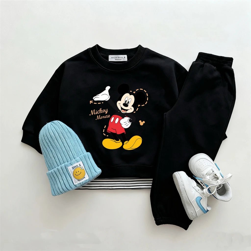 Child Cartoon Long Sleeve 2pcs Lovely Sweatshirts Black Trousers 2025 Early Autumn Outfits Toddler New Solid Color Sets - PratSN
