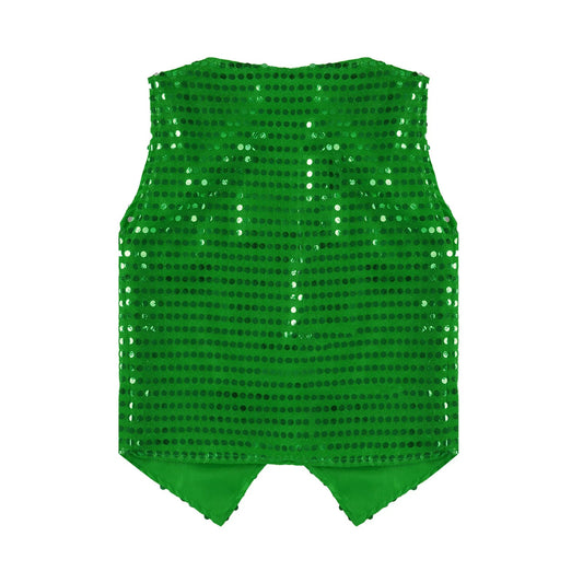 Children Adult Hip Hop Street Jazz Dance Choir Vest Shiny Sequin Waistcoat Party Magician Cosplay Stage Performance Costume - PratSN