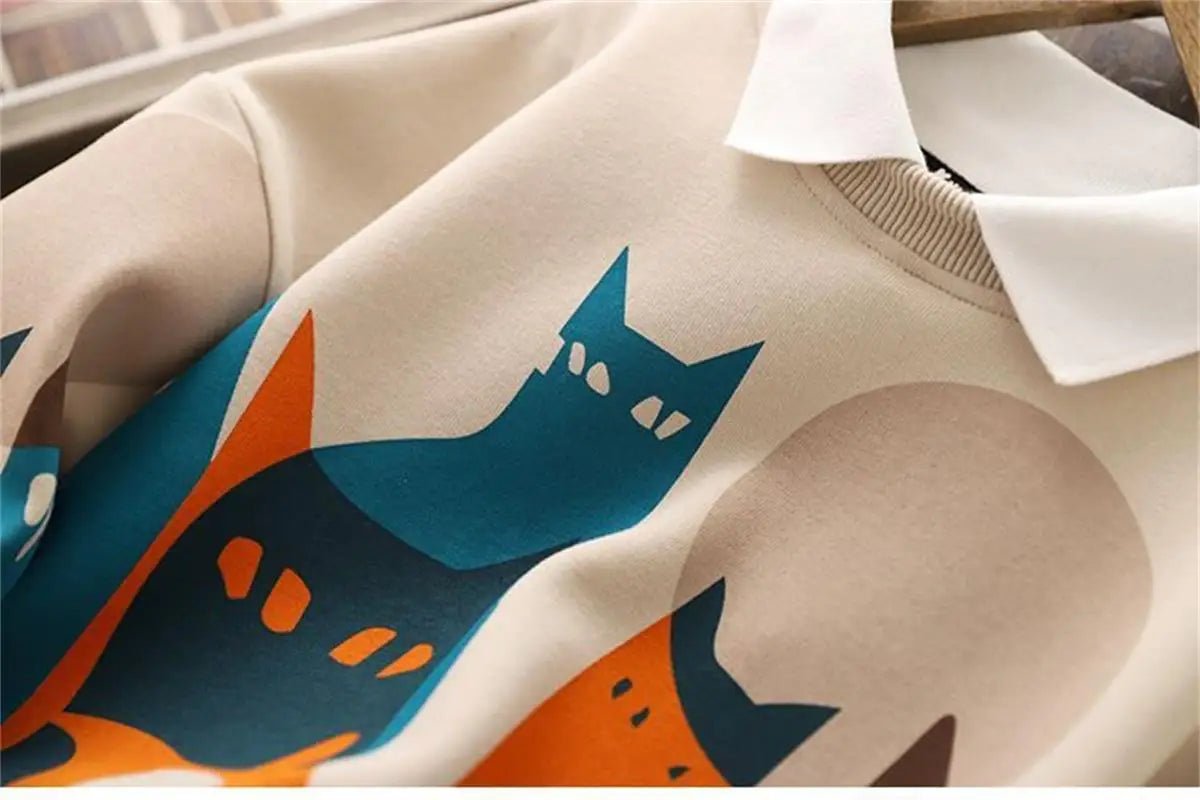 Children Top 2025 New Spring Autumn Sweatshirt Boys Girls Fake Two - piece Top Cartoon Casual Long Sleeved Shirt Trendy Clothing - PratSN