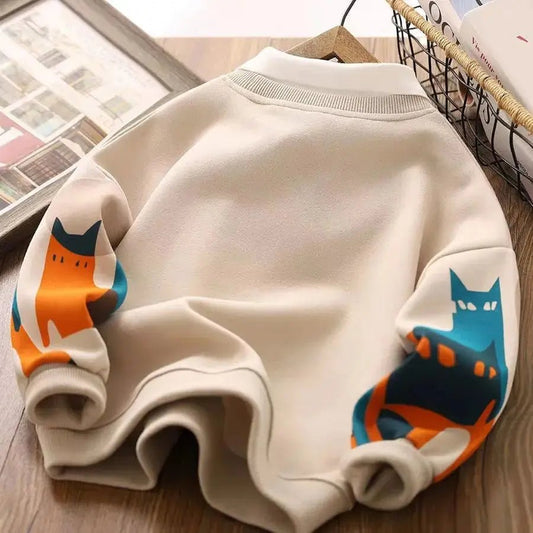 Children Top 2025 New Spring Autumn Sweatshirt Boys Girls Fake Two - piece Top Cartoon Casual Long Sleeved Shirt Trendy Clothing - PratSN