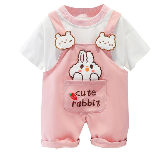 Children's Clothing Men And Women Baby Summer Cartoon Short - sleeved Overalls - PratSN