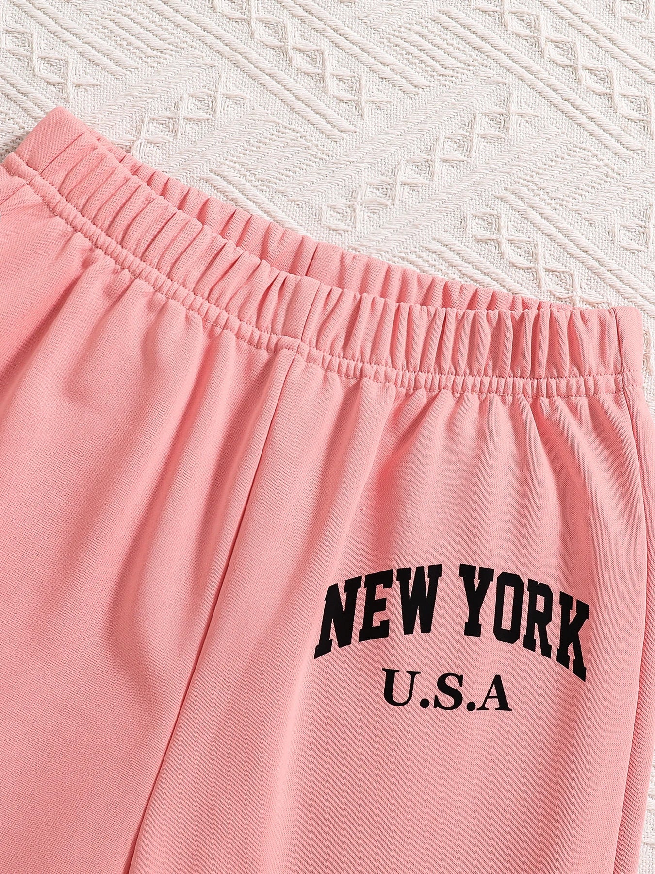 Children's clothing Spring and Autumn fashion girls' set letter printed pink hooded sweatshirt +white vest+ pink pants 3 prceset - PratSN