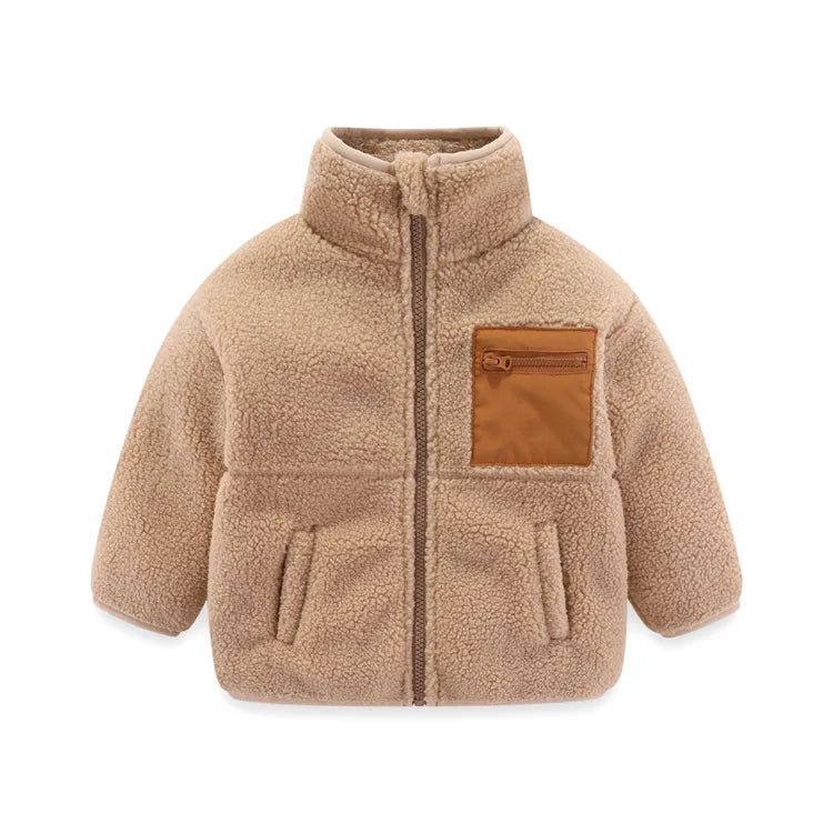 children's coat New autumn and winter thick warm cotton coat Baby hooded jacket Fashionable colorblock baby brushed jacket - PratSN