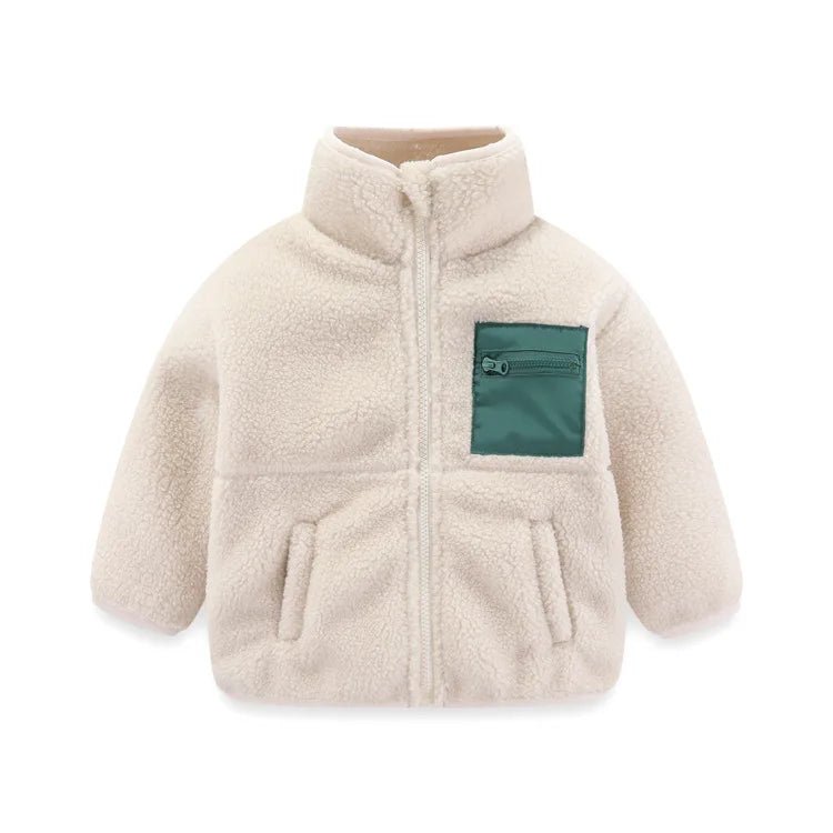 children's coat New autumn and winter thick warm cotton coat Baby hooded jacket Fashionable colorblock baby brushed jacket - PratSN