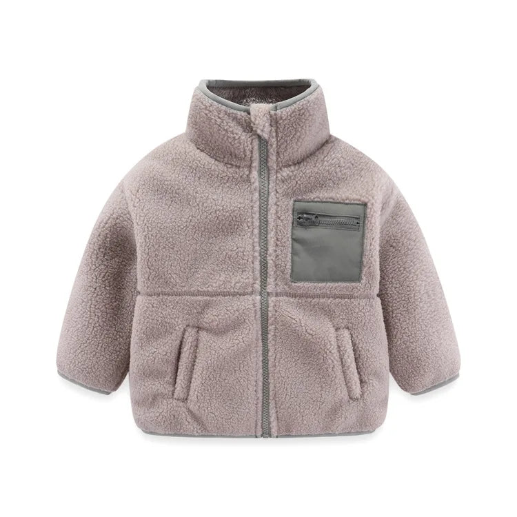 children's coat New autumn and winter thick warm cotton coat Baby hooded jacket Fashionable colorblock baby brushed jacket - PratSN