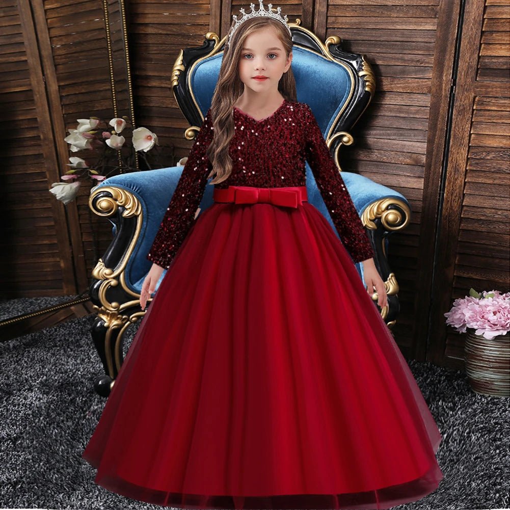 Children's dress girl sequins birthday dress princess dress little girl presenter piano performance clothes in stock - PratSN
