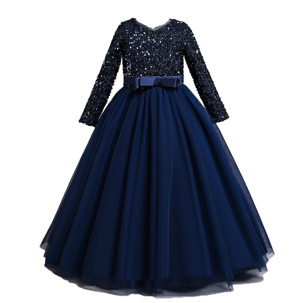 Children's dress girl sequins birthday dress princess dress little girl presenter piano performance clothes in stock - PratSN