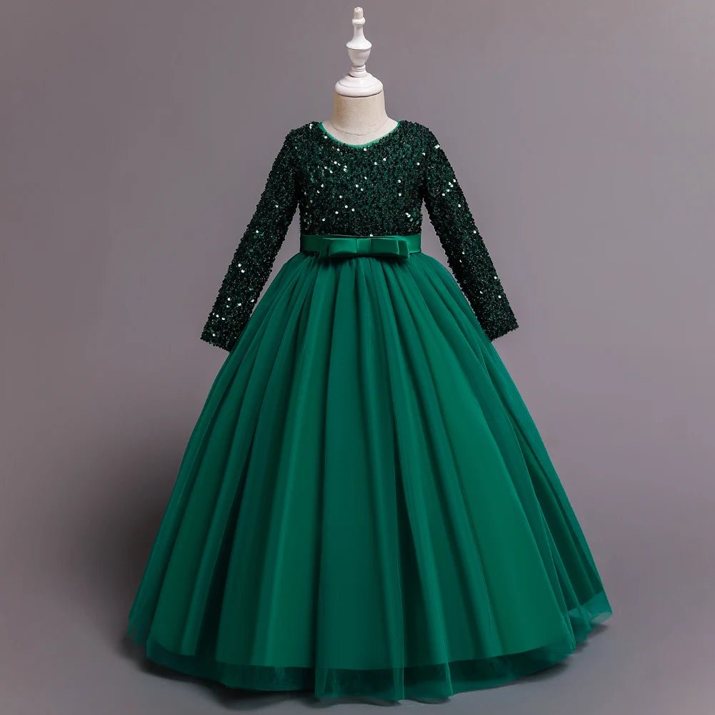 Children's dress girl sequins birthday dress princess dress little girl presenter piano performance clothes in stock - PratSN