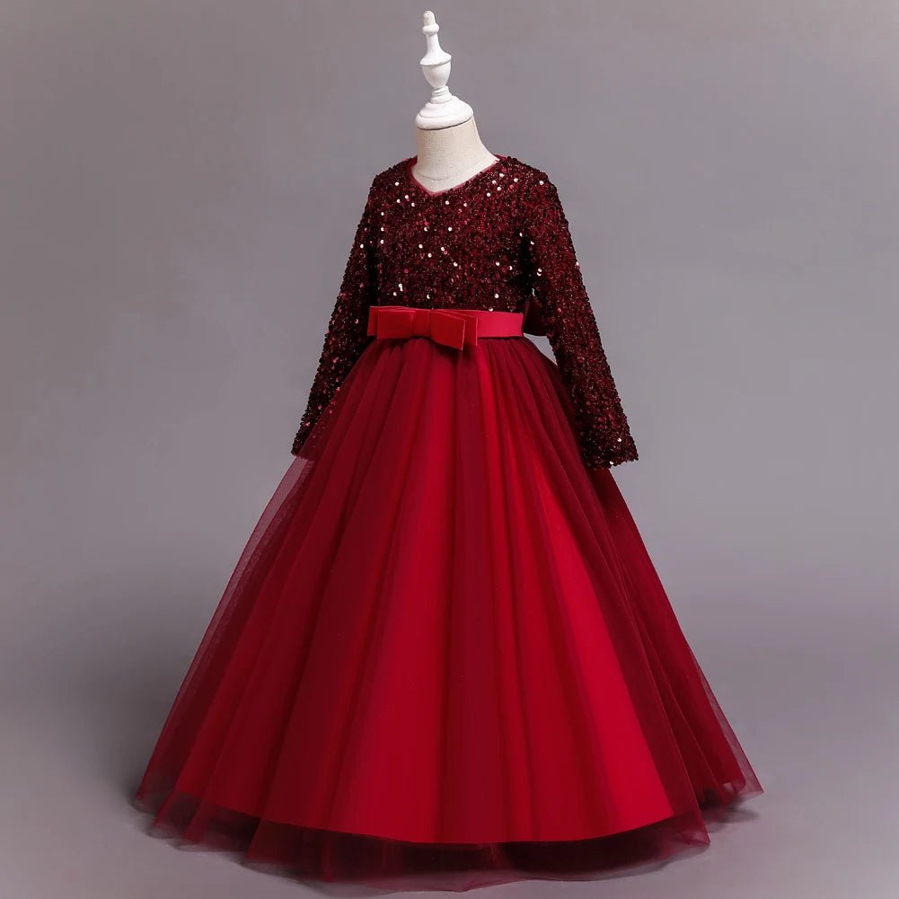 Children's dress girl sequins birthday dress princess dress little girl presenter piano performance clothes in stock - PratSN