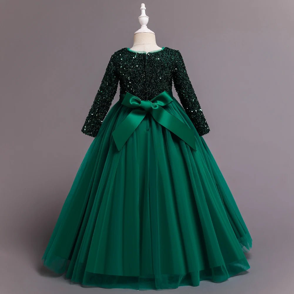 Children's dress girl sequins birthday dress princess dress little girl presenter piano performance clothes in stock - PratSN