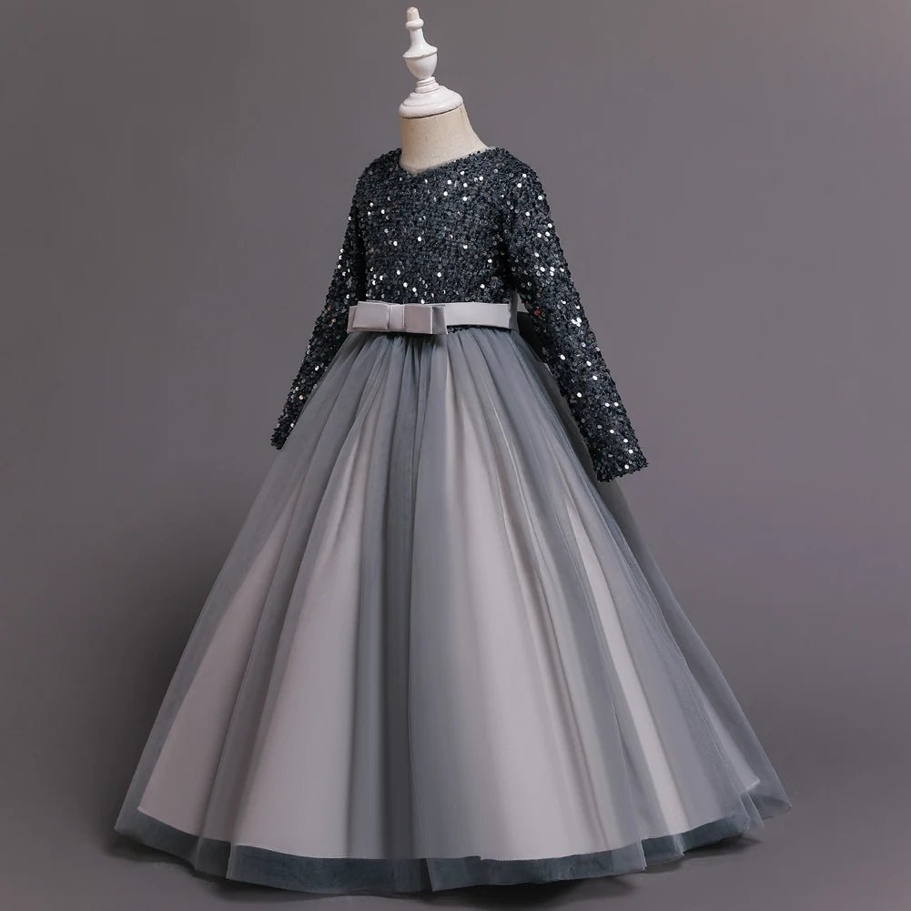 Children's dress girl sequins birthday dress princess dress little girl presenter piano performance clothes in stock - PratSN